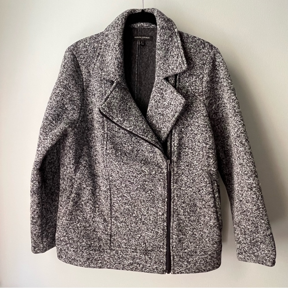 Banana Republic Sweater Grey Moto Jacket Large